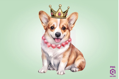 Pembroke Welsh Corgi Dog Wearing Crown