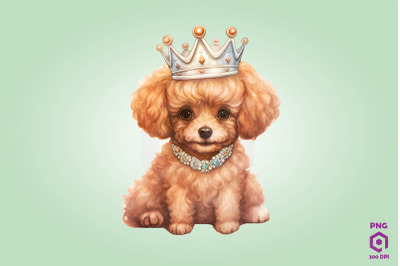 Poodle Dog Wearing Crown