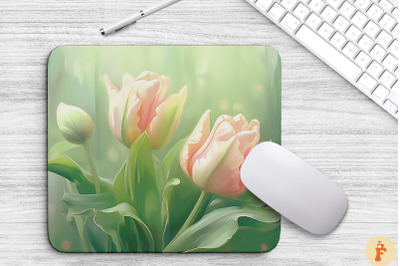 Delicate Spring Tulips Mouse Pad Design