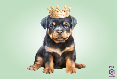 Rottweiler Dog Wearing Crown