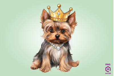 Yorkshire Terrier Dog Wearing Crown