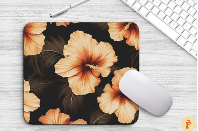 Tropical Beige Hibiscus Floral Mouse Pad