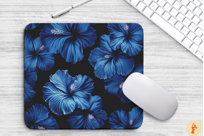 Tropical Blue Hibiscus Flowers Mouse Pad