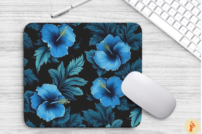 Tropical Blue Hibiscus Flowers Mouse Pad