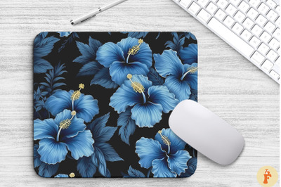 Tropical Blue Hibiscus Flowers Mouse Pad