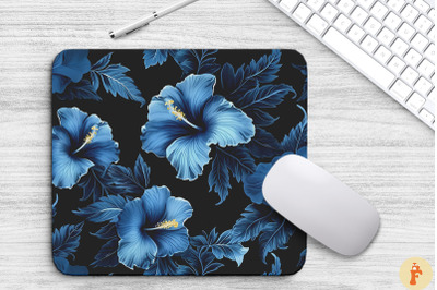 Tropical Indigo Hibiscus Mouse Pad