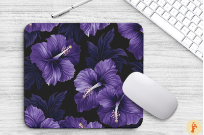 Tropical Lavender Hibiscus Mouse Pad