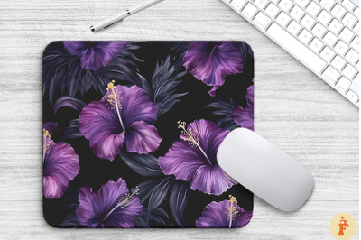 Tropical Lavender Hibiscus Mouse Pad