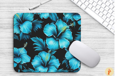 Tropical Turquoise Hibiscus Mouse Pad