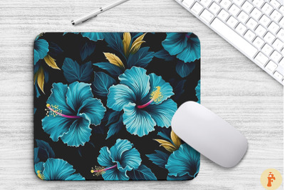 Tropical Turquoise Hibiscus Mouse Pad