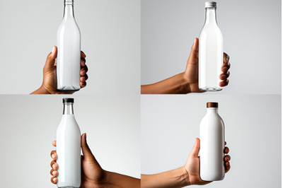 Man hand holding water bottle of white