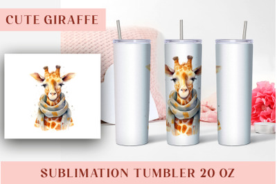 Watercolor Cute Giraffe Tumbler Wrap 20 oz