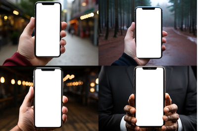 Man hand holding smartphone, clipping path