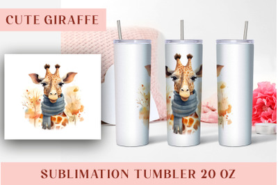 Watercolor Cute Giraffe Tumbler Wrap 20 oz