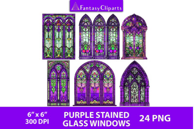 Purple Stained Glass Windows Clipart | Halloween Clip Art