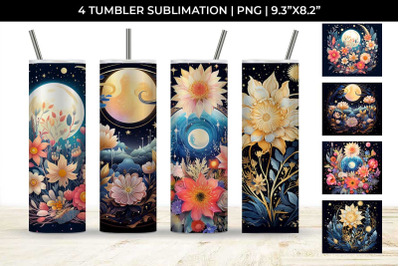 Celestial Garden Blooms - Sublimation Tumbler Wrap Bundle