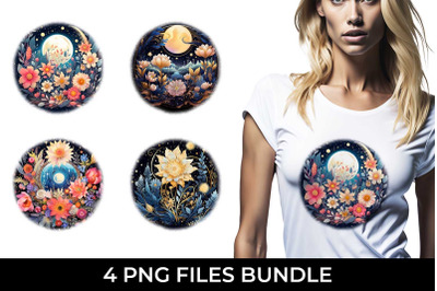 Celestial Garden Blooms - Sublimation T-Shirt Design Bundle