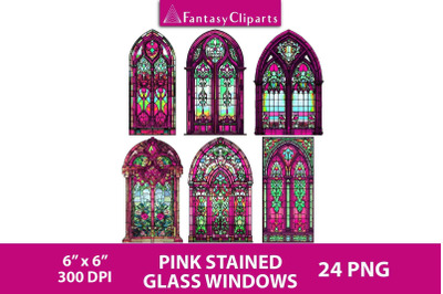 Pink Stained Glass Windows Clipart | Halloween Clip Art