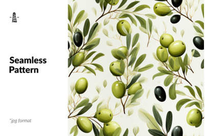 Watercolor olive seamless pattern