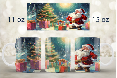 Christmas mug wrap design Santa mug Sublimation PNG