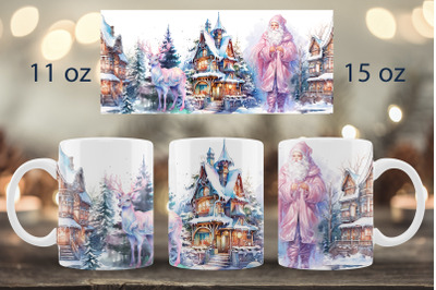 Christmas mug wrap design Santa mug Sublimation PNG