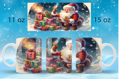 Christmas mug wrap design Santa mug Sublimation PNG