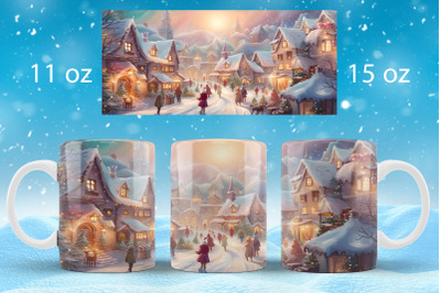 Christmas mug wrap design Santa mug Sublimation PNG