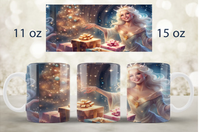 Christmas mug wrap design Fairy mug Sublimation PNG