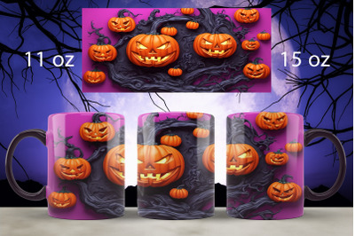 Halloween mug wrap design Spooky Pumpkin mug sublimation png