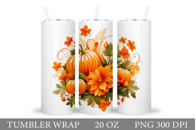 Pumpkin Tumbler Design. Pumpkin Flowers Tumbler Wrap