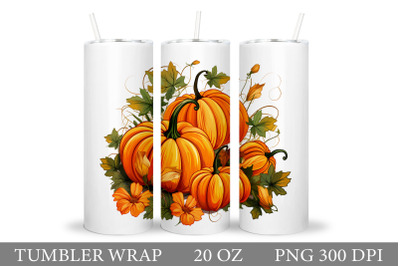 Fall Pumpkin Tumbler Wrap. Pumpkin Flowers Tumbler Design