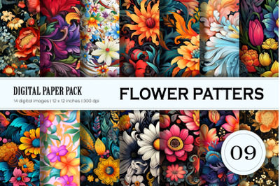 Floral Patterns 09. Digital Paper Set.