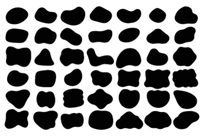 Black organic abstract shapes. Seamless print of rough irregular blob