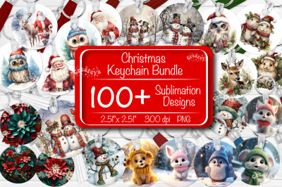 Christmas Keychain Bundle Keychain PNG Sublimation Bundle Santa Owl Sn