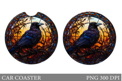 Stained Glass Raven Car Coaster. Raven Car Coaster Design