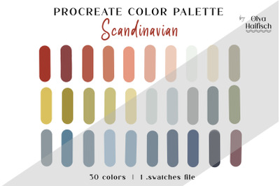 Scandinavian Procreate Palette. Muted Winter Color Swatches