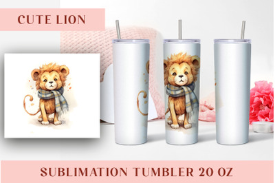 Watercolor Cute lion Tumbler Wrap 20 oz