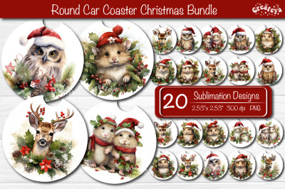 Car Coaster Christmas Sublimation Bundle Round coaster Sublimation des