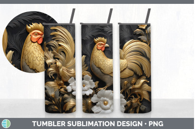 3D Black and Gold Chicken Tumbler | Sublimation 20 oz Skinny Tumbler D