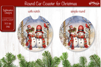 Car Coaster Christmas Sublimation Round coaster Sublimation design Sno