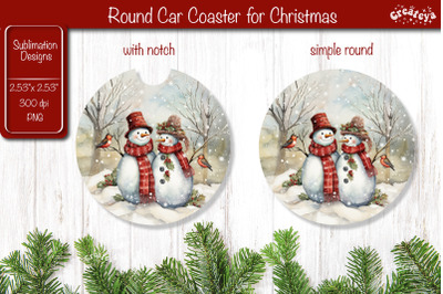 Car Coaster Christmas Sublimation Round coaster Sublimation design Sno