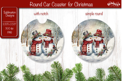 Car Coaster Christmas Sublimation Round coaster Sublimation design Sno