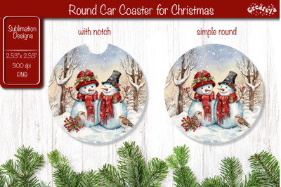 Car Coaster Christmas Sublimation Round coaster Sublimation design Sno