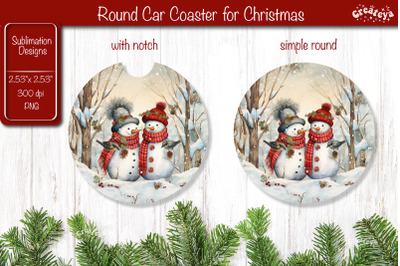 Car Coaster Christmas Sublimation Round coaster Sublimation design Sno