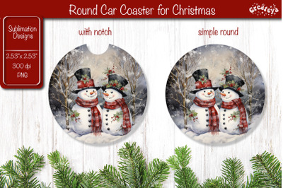 Car Coaster Christmas Sublimation Round coaster Sublimation design Sno