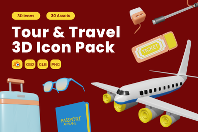 Tour and Travel 3D Icon Pack Vol 1