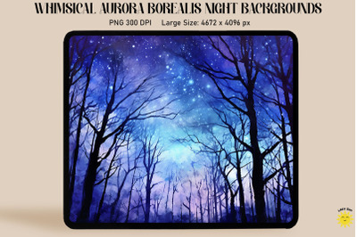 Mysterious Starlit Night Forest