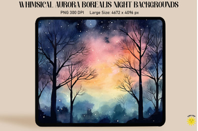 Watercolor Enchanted Cloudy Night