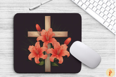 Wooden Cross With Amaryllis Flowers