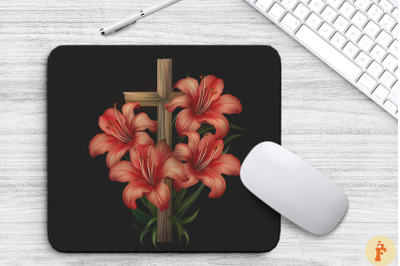 Wooden Cross With Amaryllis Flowers